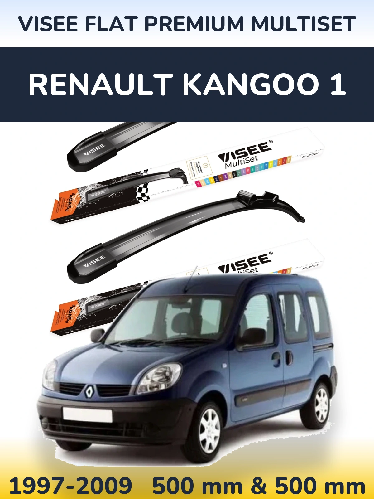 Torkarblad VISEE FLAT PREMIUM MultiSet för Renault Kangoo 1