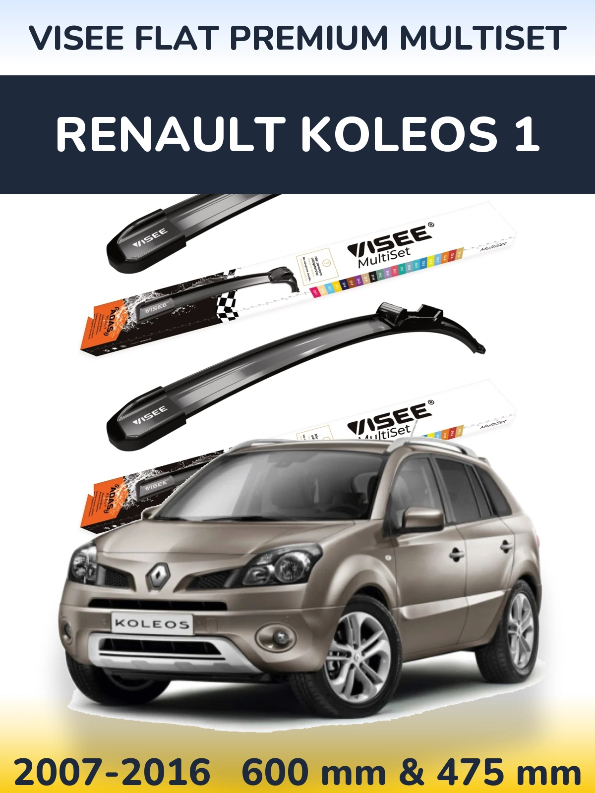 Torkarblad VISEE FLAT PREMIUM MultiSet för Renault Koleos 1