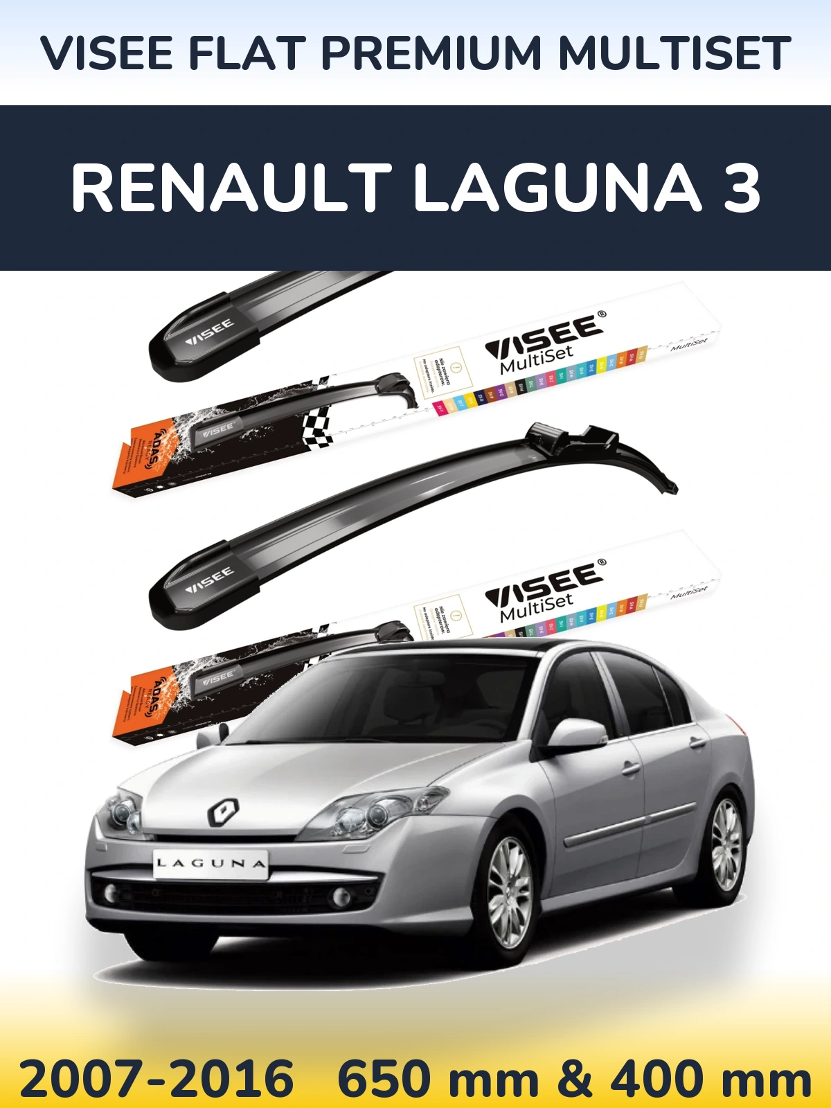 Torkarblad VISEE FLAT PREMIUM MultiSet för Renault Laguna 3