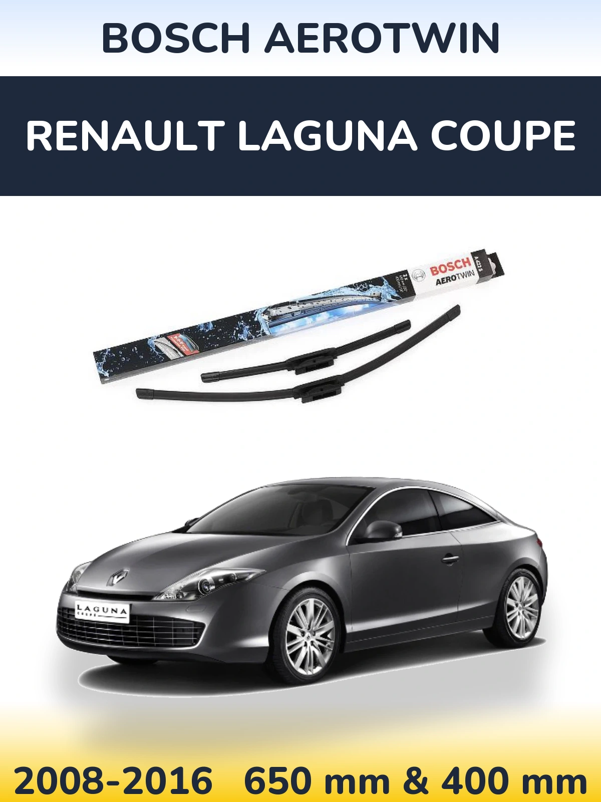 Комплект передніх щіток BOSCH AeroTwin 650 & 400 мм для Renault Laguna Coupe 2008-2016