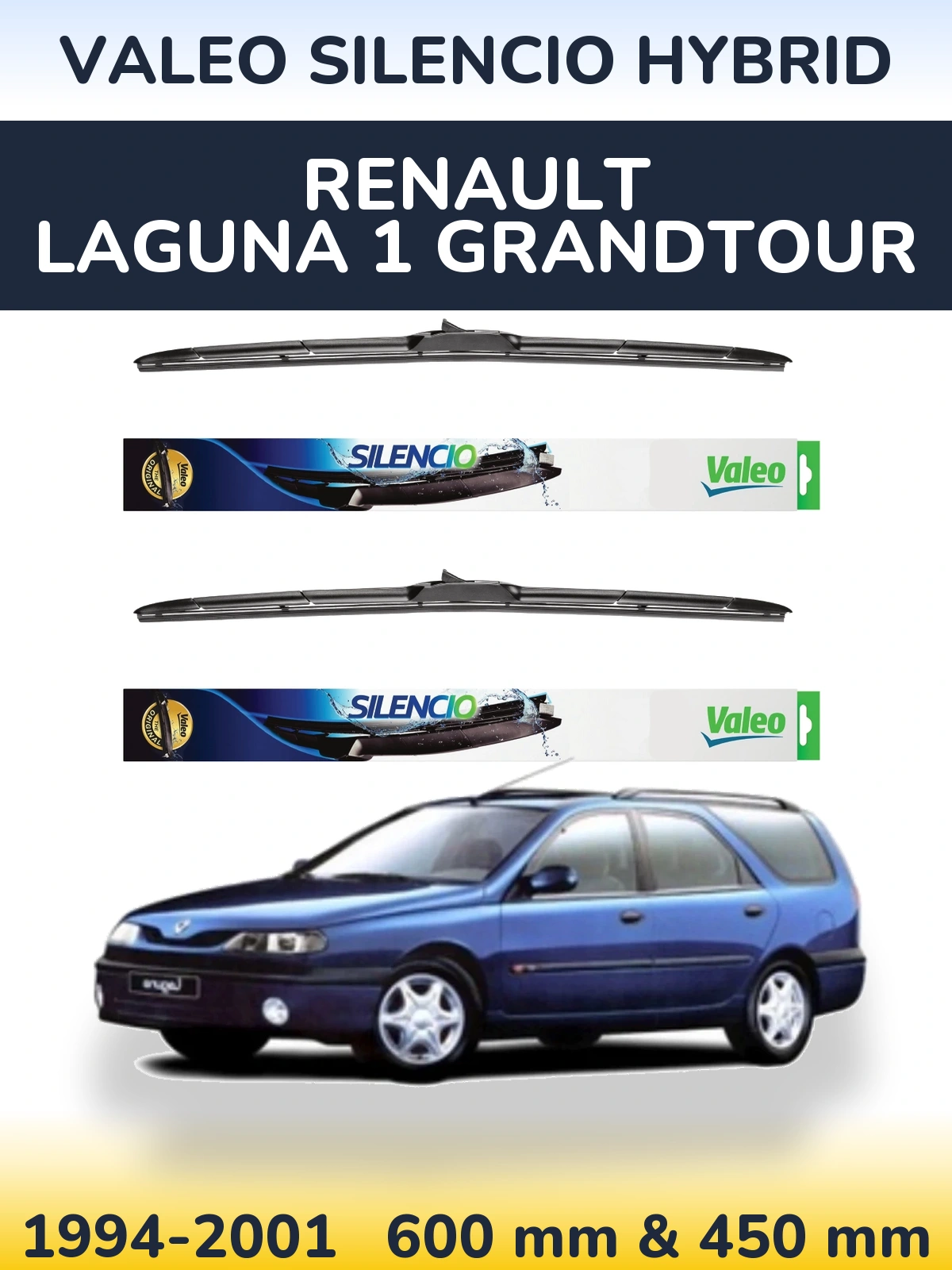 Комплект передних дворников Valeo Silencio Hybrid 600 & 450 мм для Renault Laguna 1 Grandtour 1994-2001