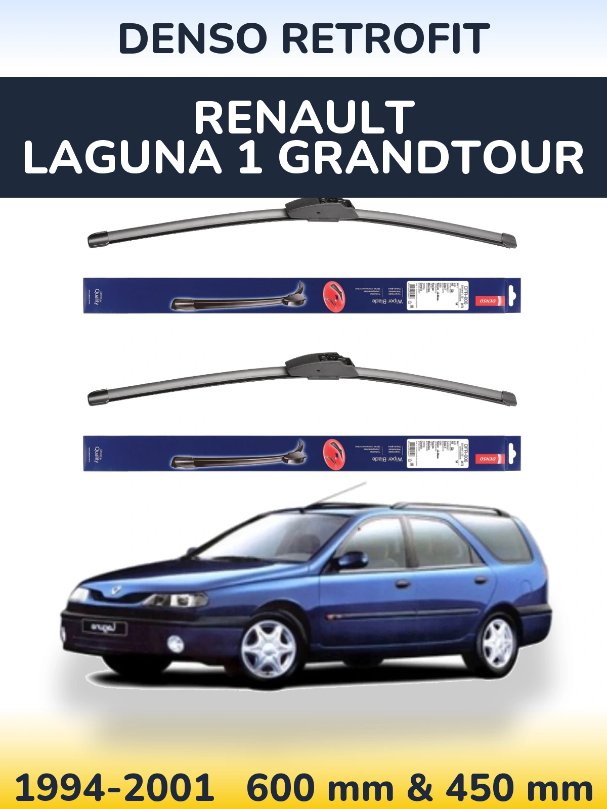 Комплект передніх щіток Denso Retrofit 600 & 450 мм для Renault Laguna 1 Grandtour 1994-2001