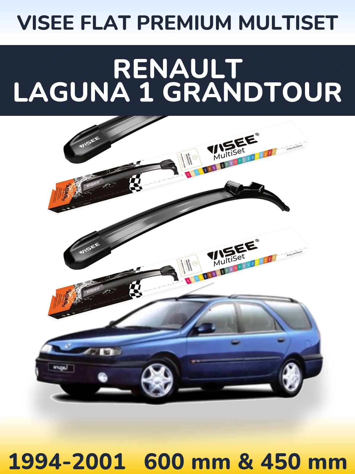Torkarblad VISEE FLAT PREMIUM MultiSet för Renault Laguna 1 Grandtour