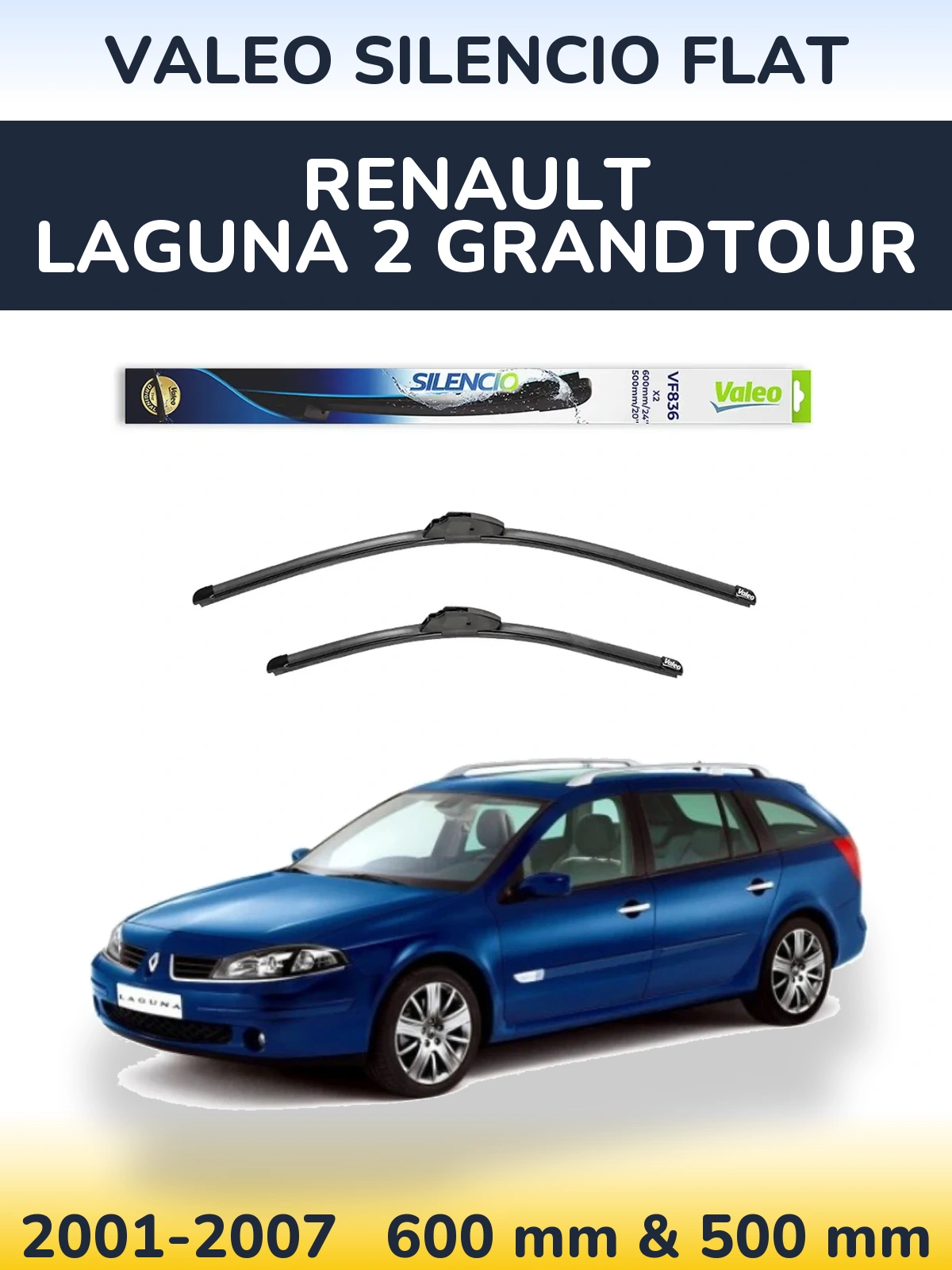 Torkarblad Valeo Silencio Flat för Renault Laguna 2 Grandtour