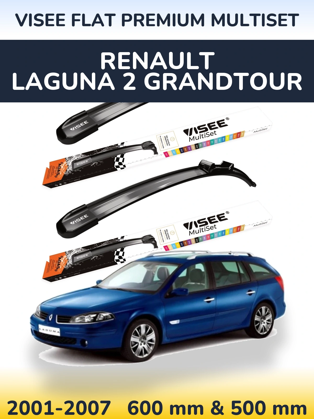 Torkarblad VISEE FLAT PREMIUM MultiSet för Renault Laguna 2 Grandtour