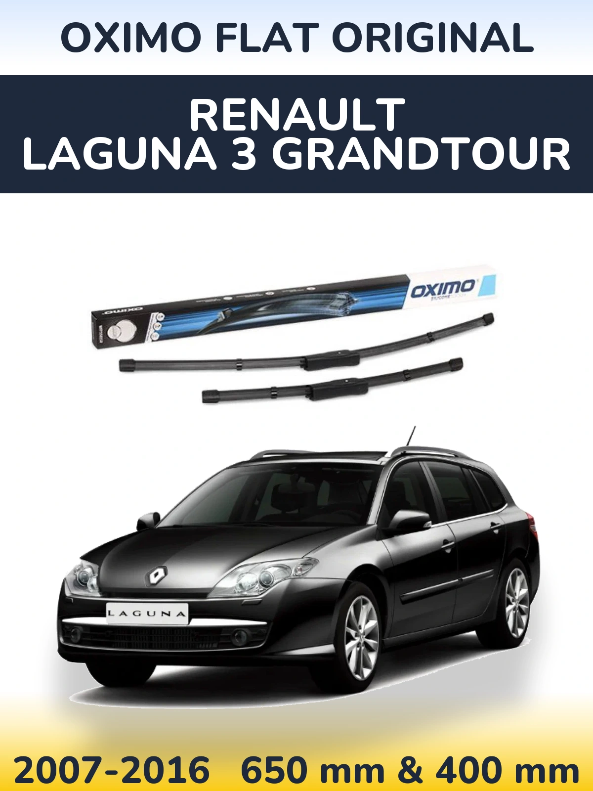Комплект передніх щіток Oximo Flat Original 650 & 400 мм для Renault Laguna 3 Grandtour 2007-2016