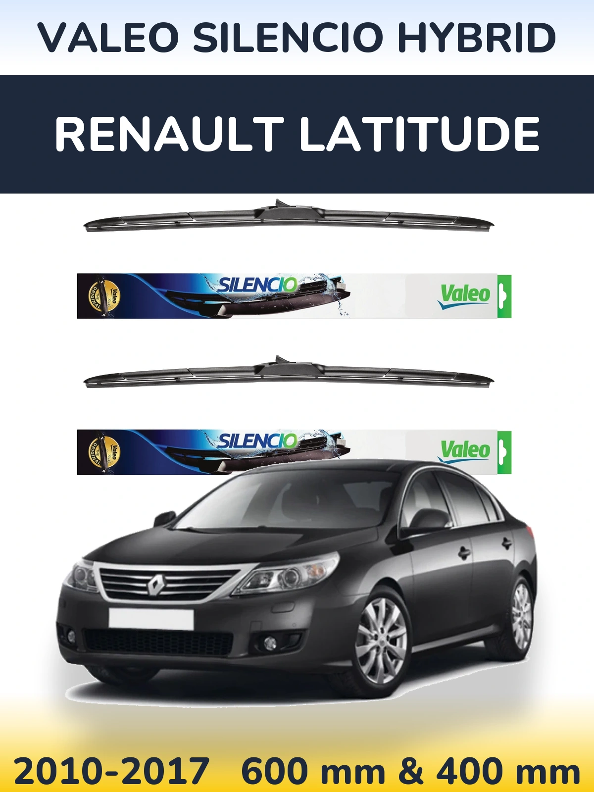 Комплект передних дворников Valeo Silencio Hybrid 600 & 400 мм для Renault Latitude 2010-2017