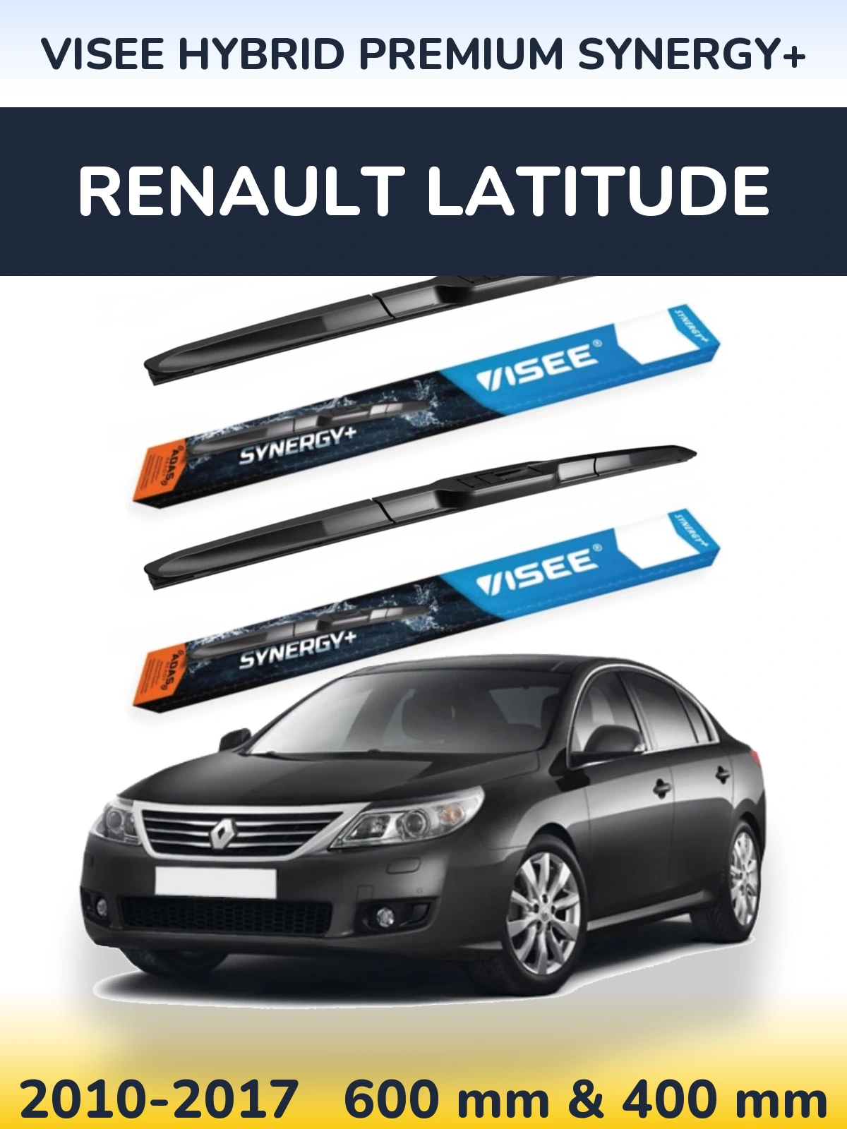 Комплект передніх щіток VISEE HYBRID PREMIUM SYNERGY+ 600 & 400 мм для Renault Latitude 2010-2017