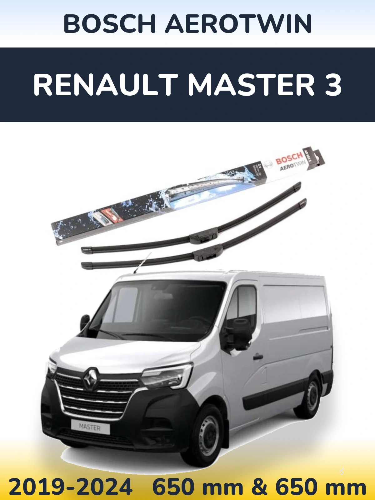 Комплект передніх щіток BOSCH AeroTwin 650 & 650 мм для Renault Master 3 2019-2024