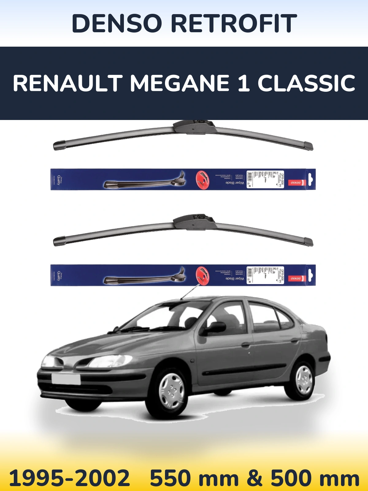 Комплект передніх щіток Denso Retrofit 550 & 500 мм для Renault Megane 1 Classic 1995-2002