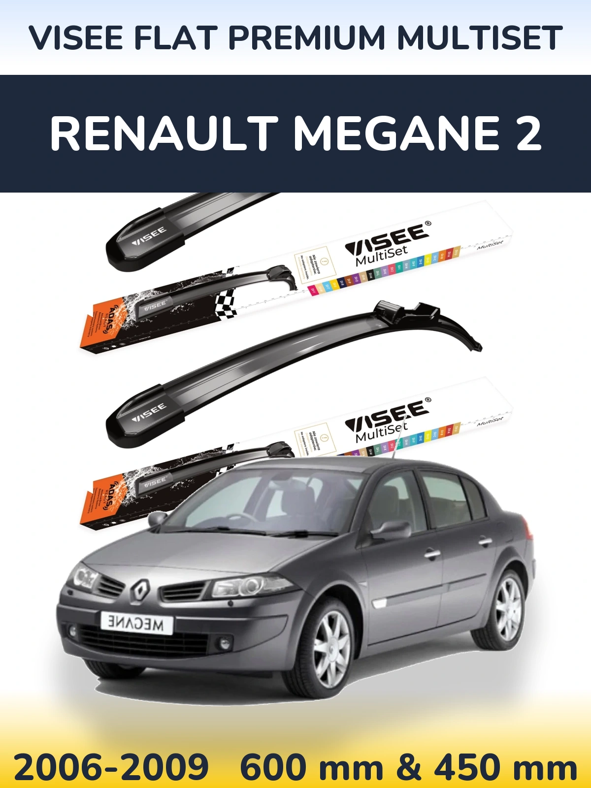 Torkarblad VISEE FLAT PREMIUM MultiSet för Renault Megane 2