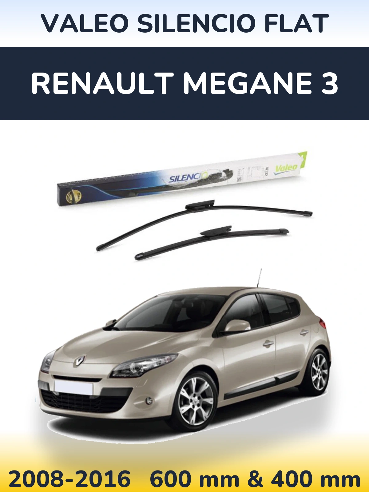 Комплект передних дворников Valeo Silencio Flat 600 & 400 мм для Renault Megane 3 2008-2016