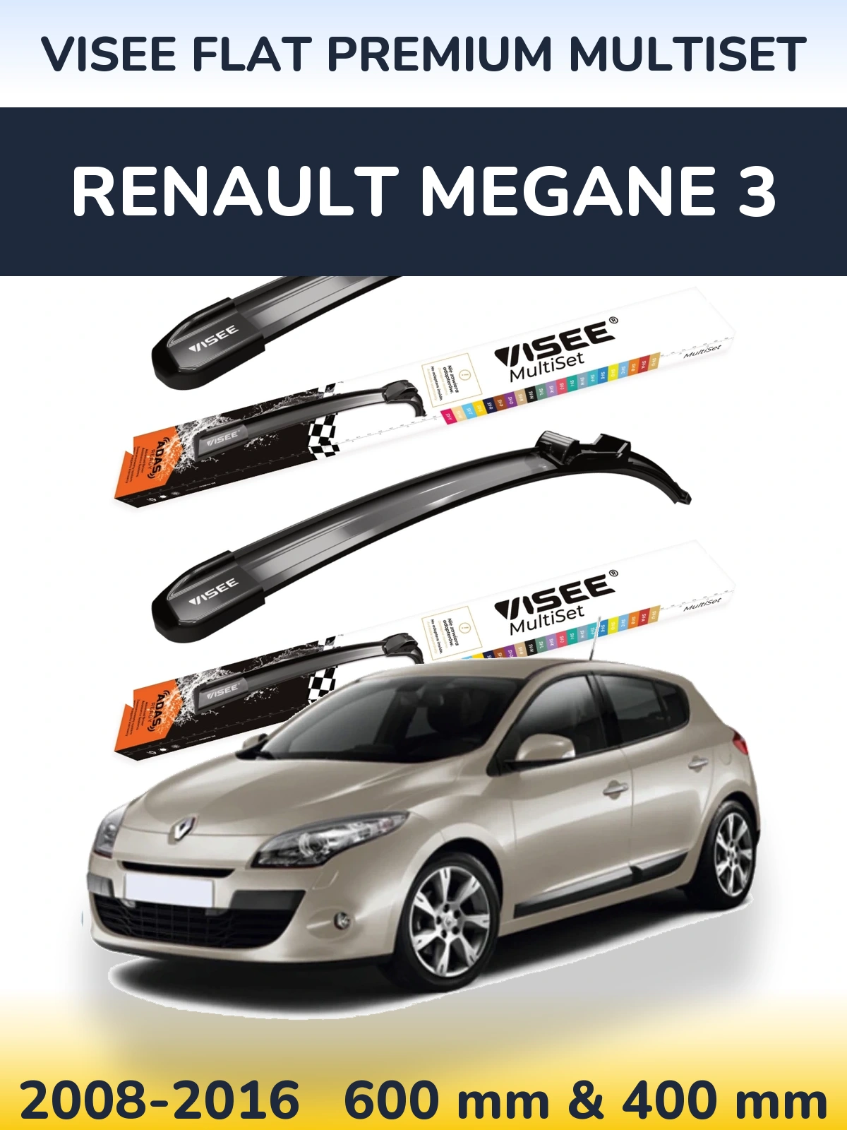 Torkarblad VISEE FLAT PREMIUM MultiSet för Renault Megane 3