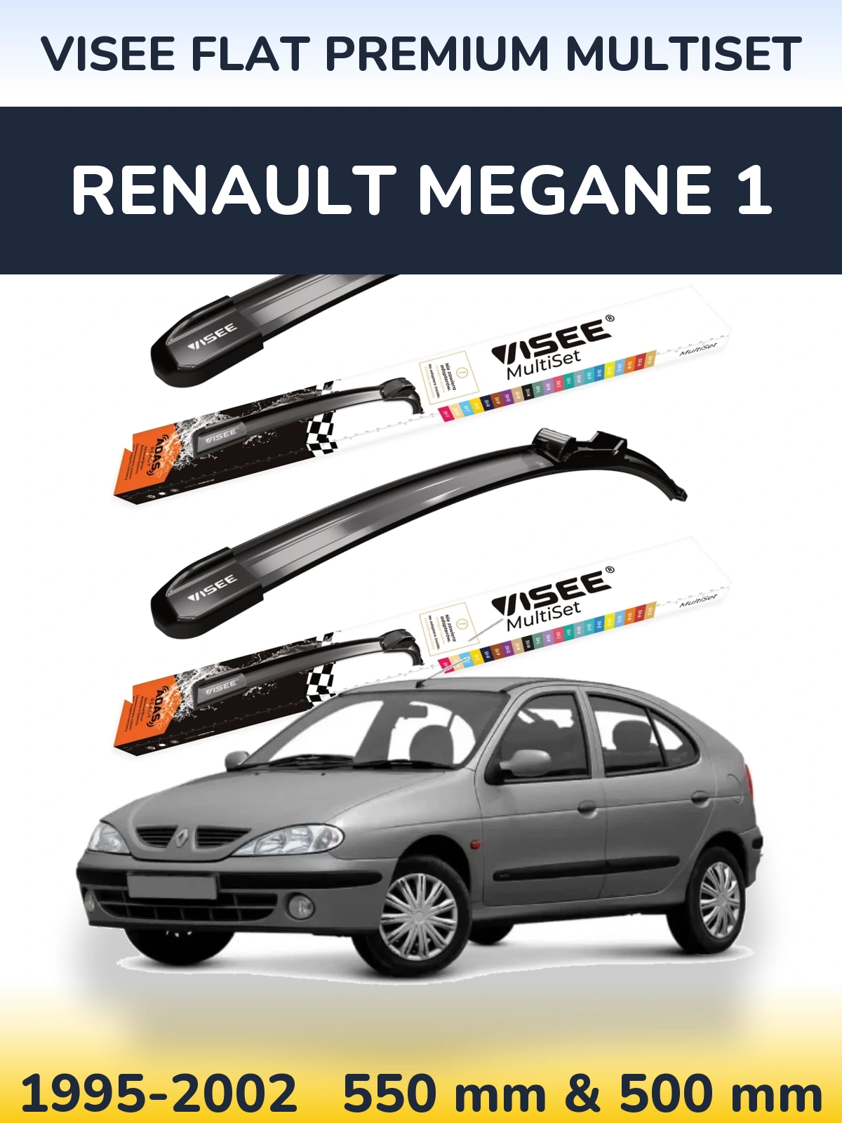 Torkarblad VISEE FLAT PREMIUM MultiSet för Renault Megane 1