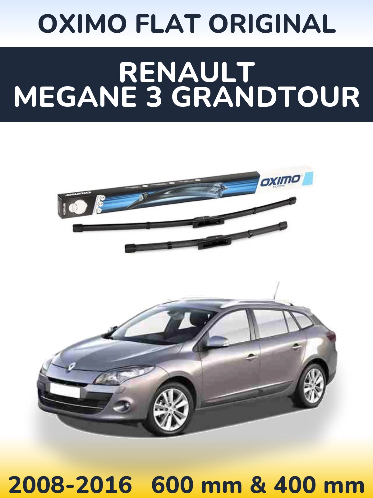 Комплект передних дворников Oximo Flat Original 600 & 400 мм для Renault Megane 3 Grandtour 2008-2016