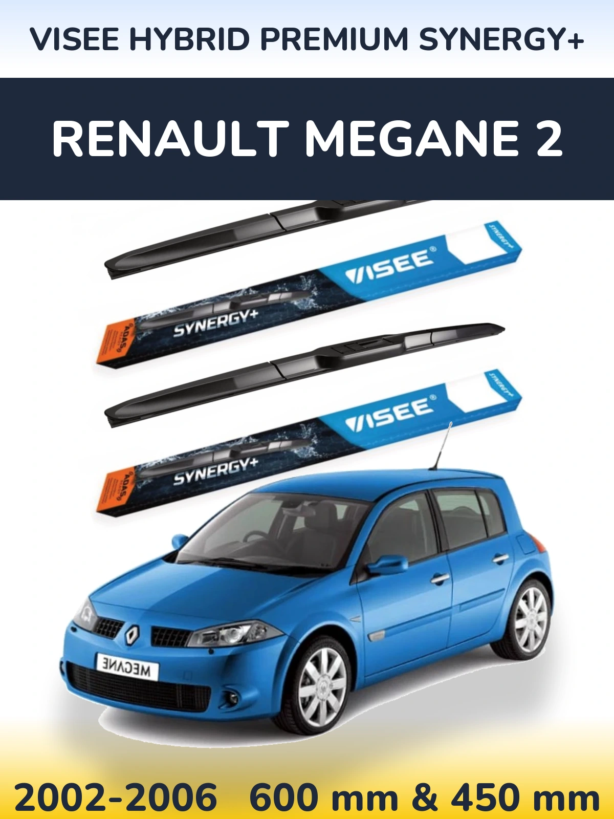Torkarblad VISEE HYBRID PREMIUM SYNERGY+ för Renault Megane 2