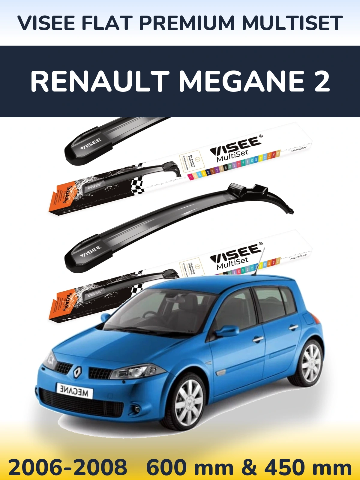 Torkarblad VISEE FLAT PREMIUM MultiSet för Renault Megane 2