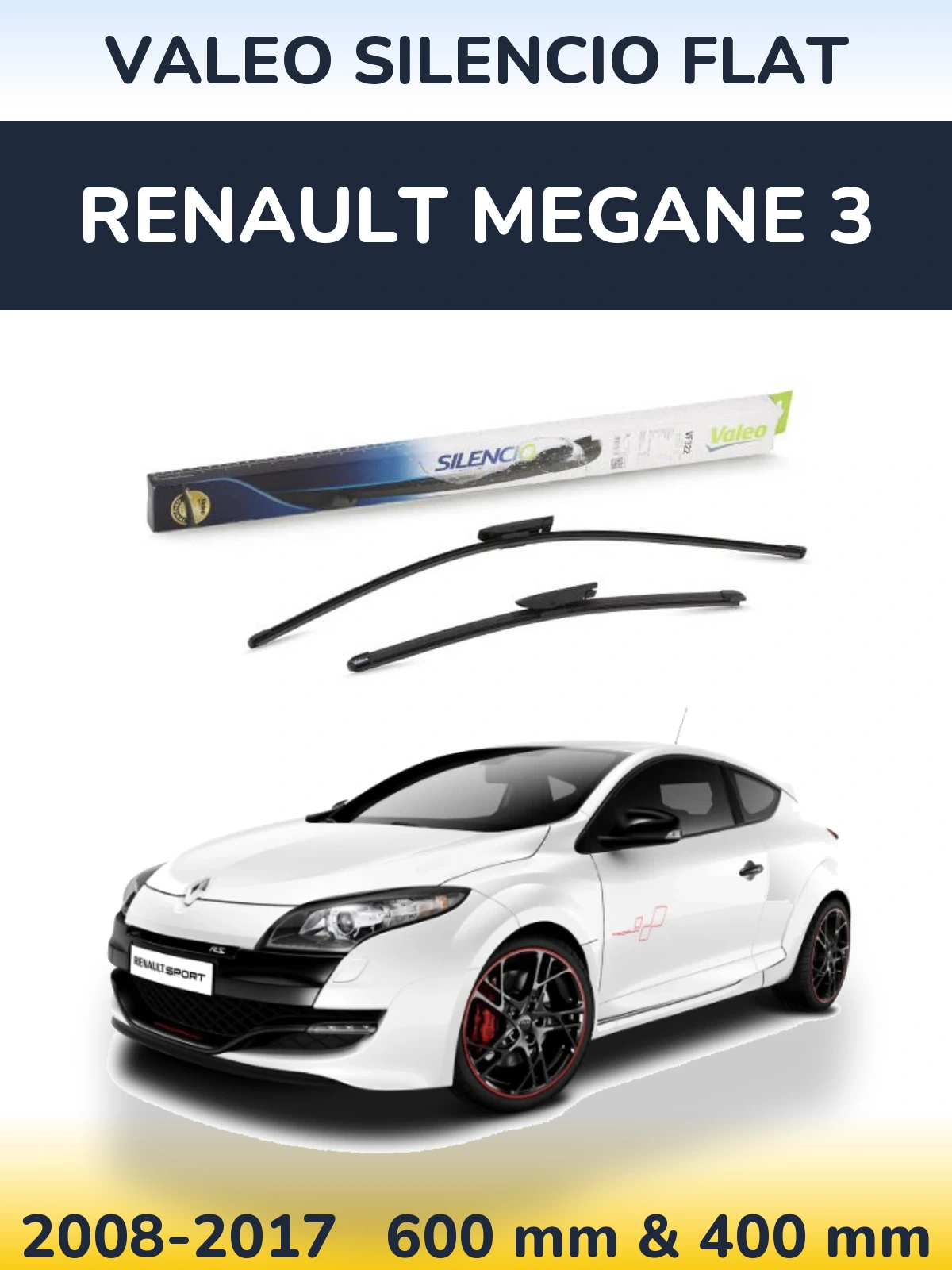 Комплект передних дворников Valeo Silencio Flat 600 & 400 мм для Renault Megane 3 2008-2017