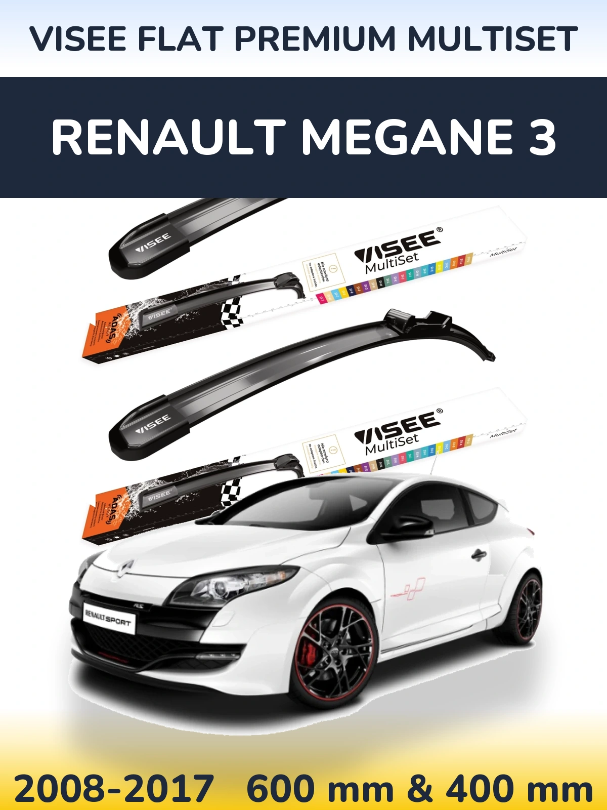 Torkarblad VISEE FLAT PREMIUM MultiSet för Renault Megane 3