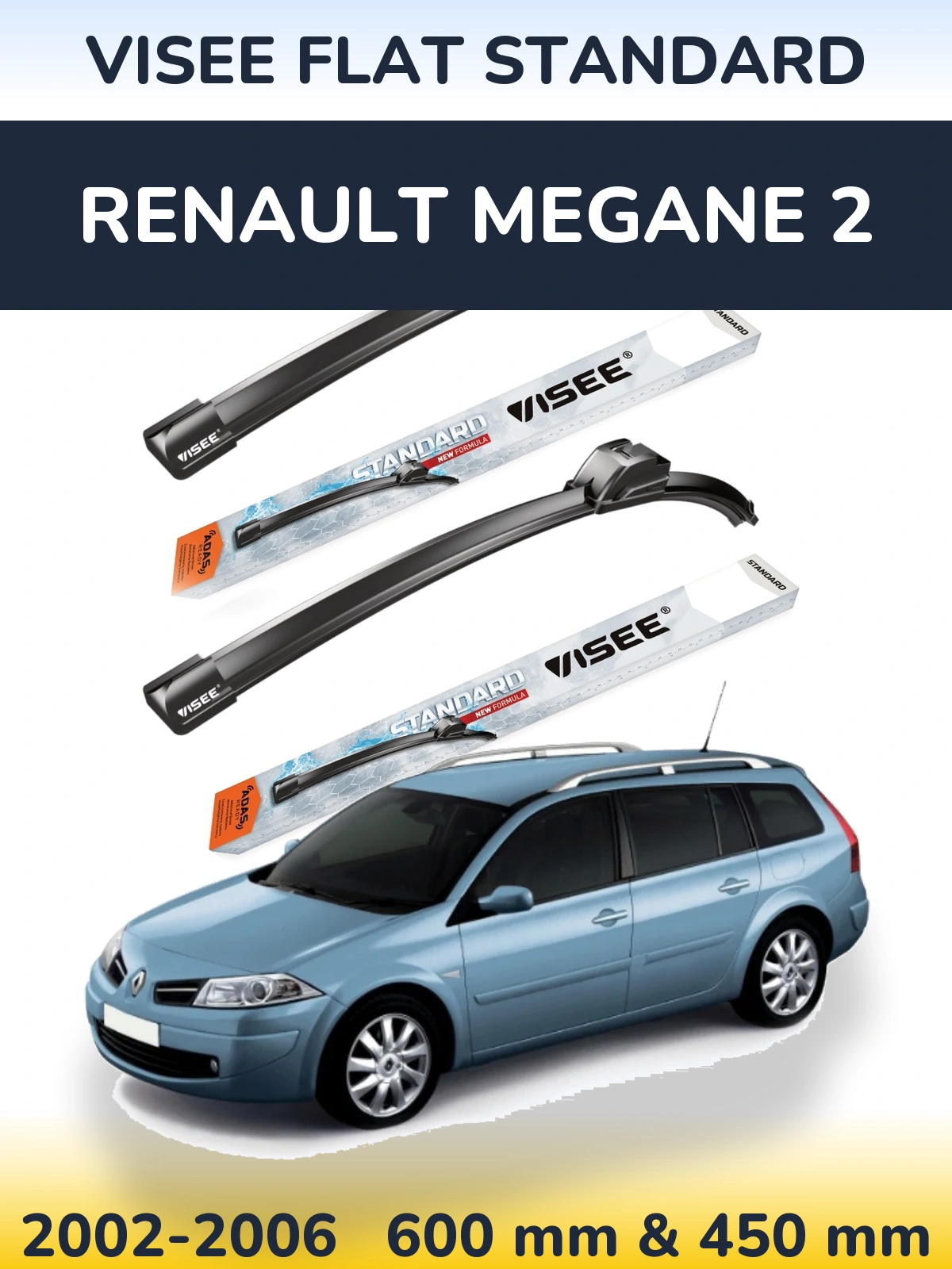 Torkarblad VISEE FLAT STANDARD för Renault Megane 2