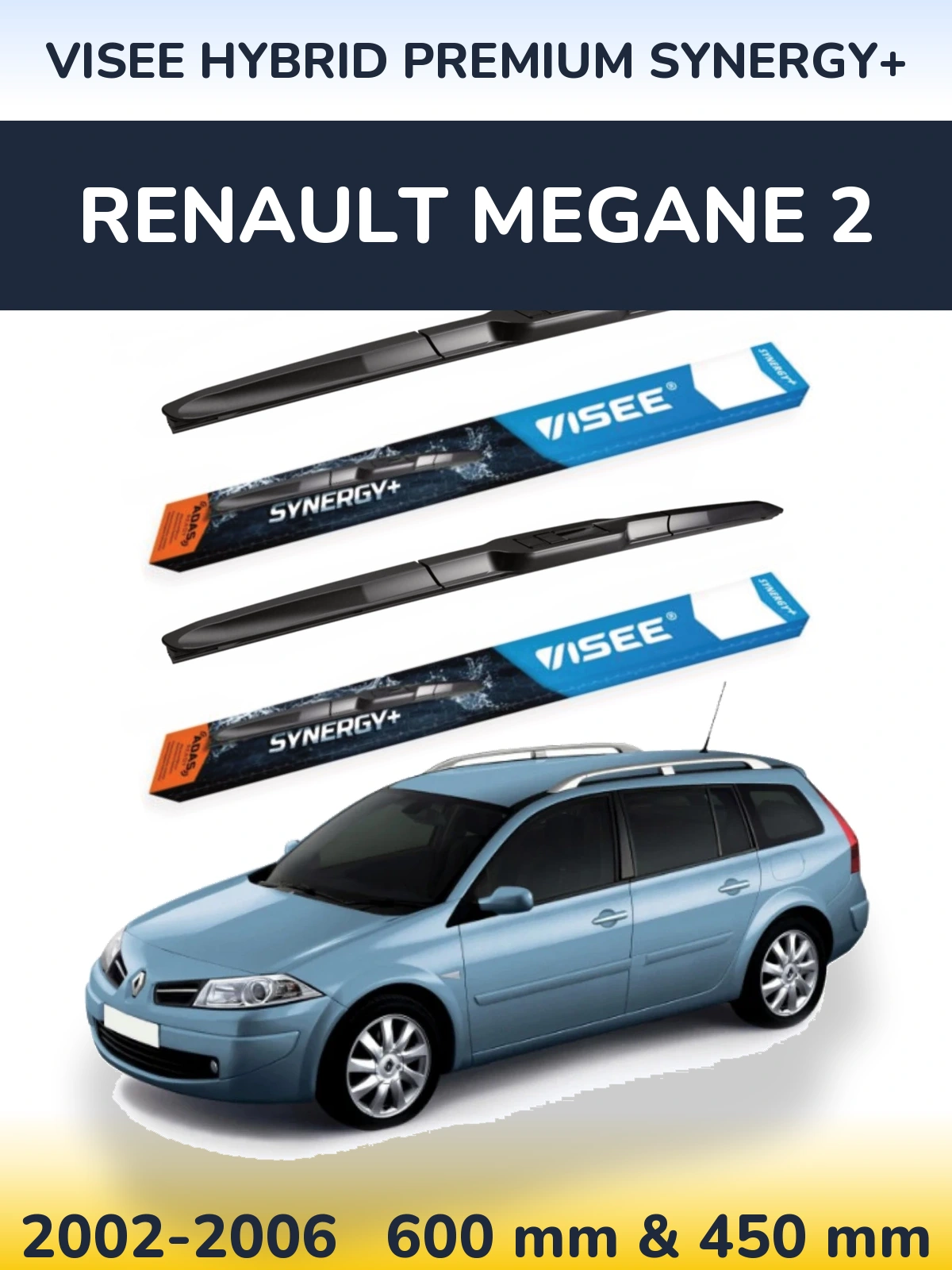 Torkarblad VISEE HYBRID PREMIUM SYNERGY+ för Renault Megane 2