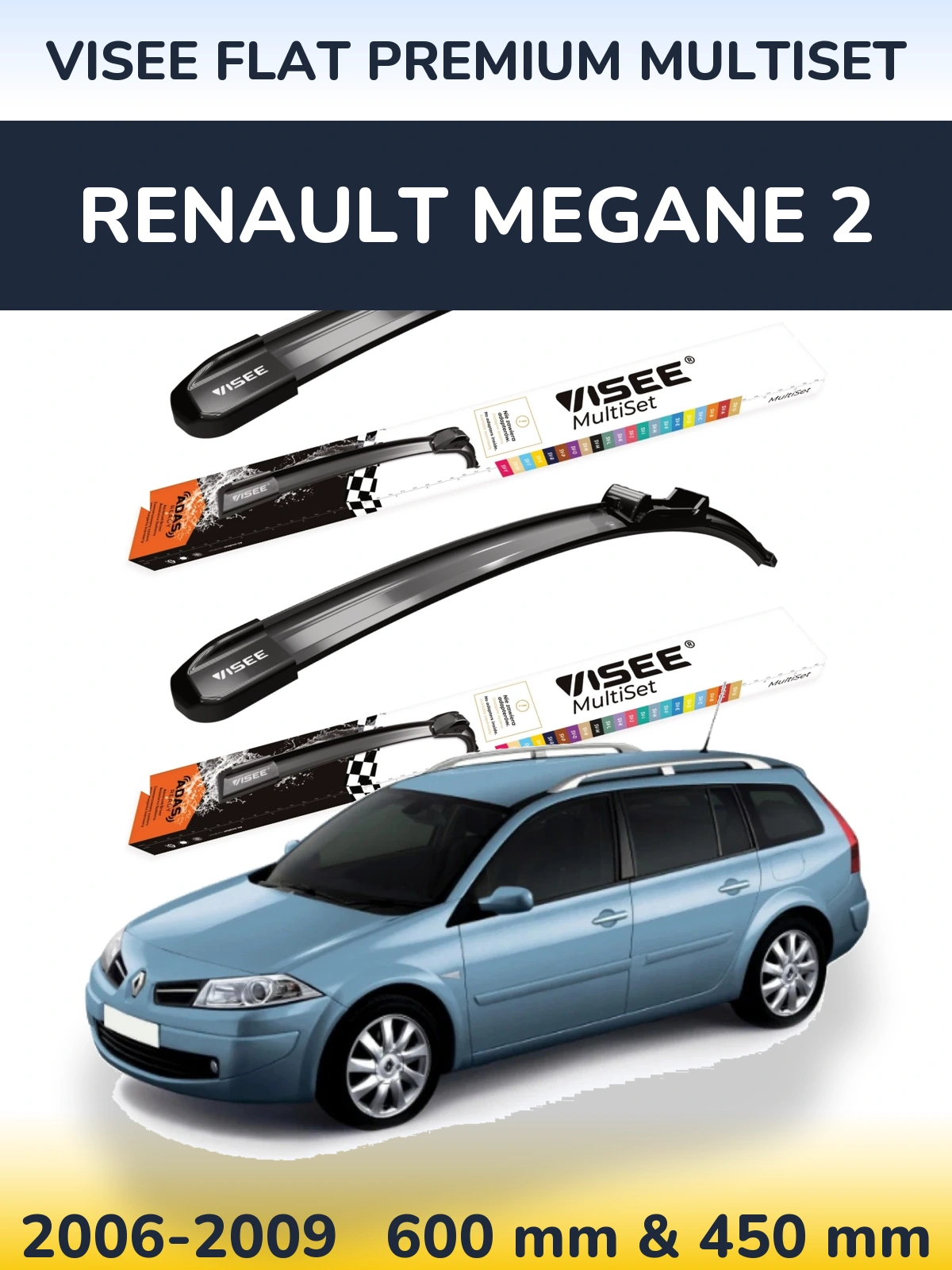 Torkarblad VISEE FLAT PREMIUM MultiSet för Renault Megane 2