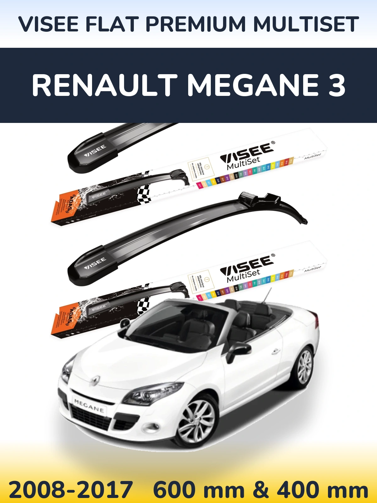 Torkarblad VISEE FLAT PREMIUM MultiSet för Renault Megane 3