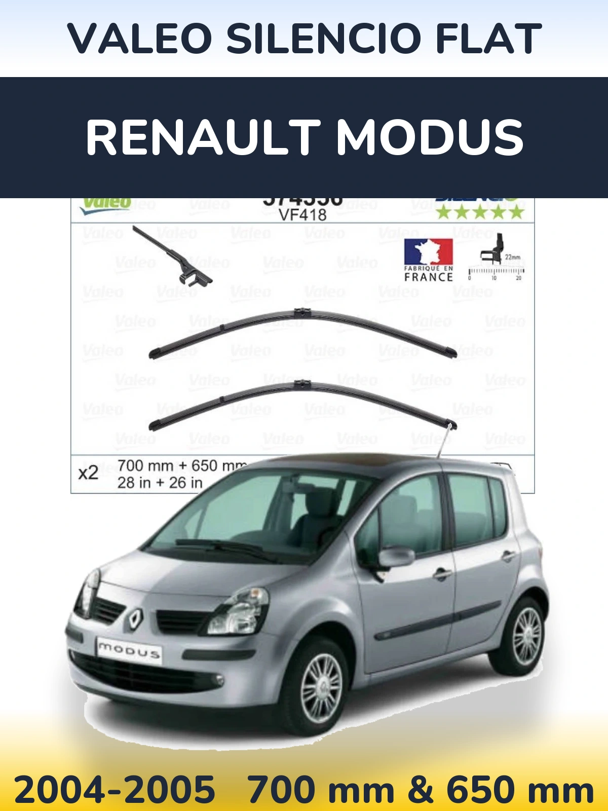 Torkarblad Valeo Silencio Flat för Renault Modus