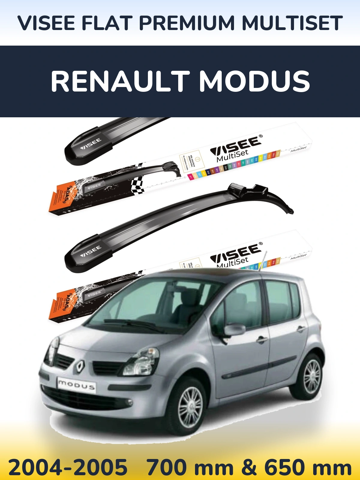 Torkarblad VISEE FLAT PREMIUM MultiSet för Renault Modus