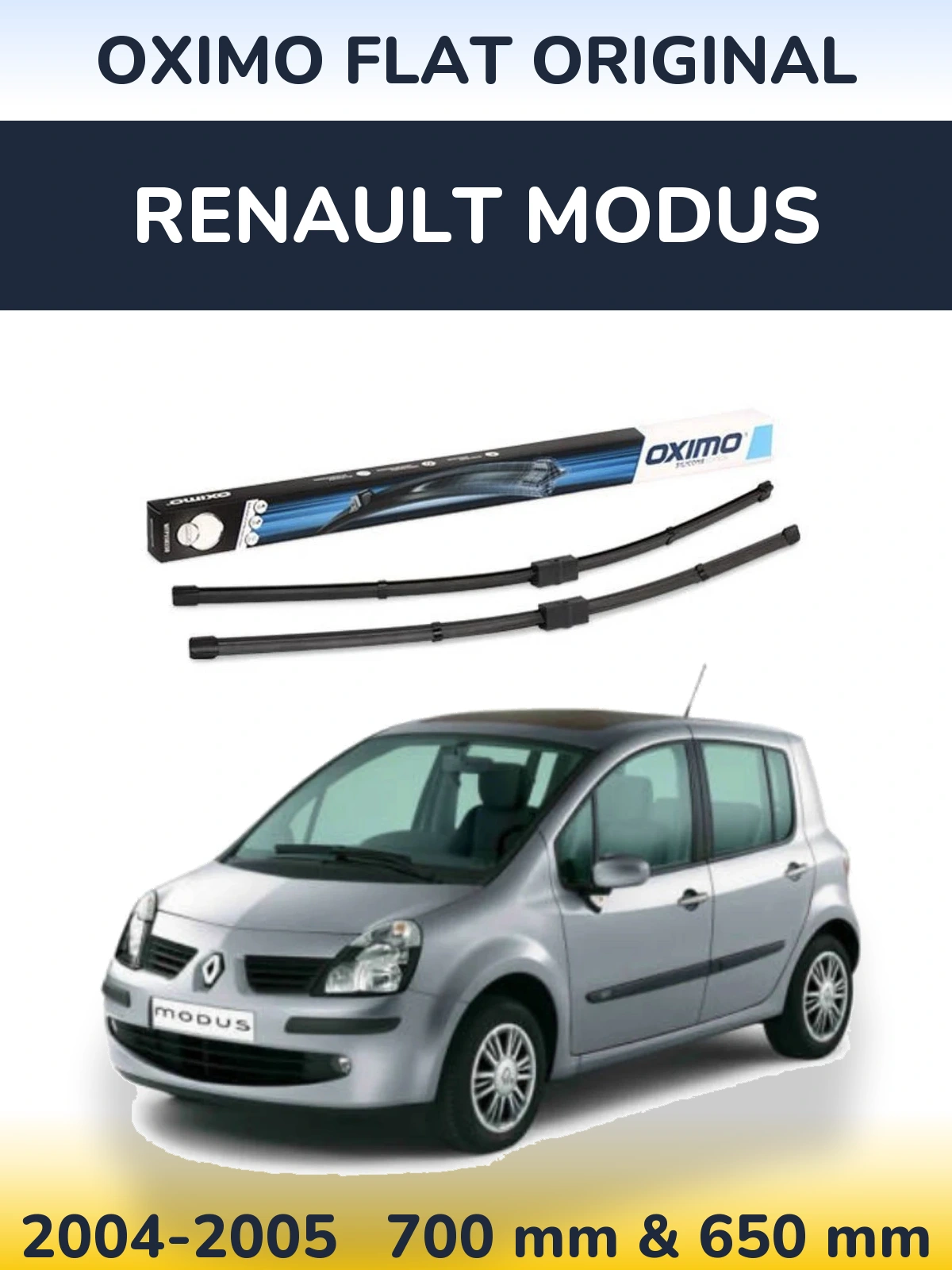 Комплект передніх щіток Oximo Flat Original 700 & 650 мм для Renault Modus 2004-2005
