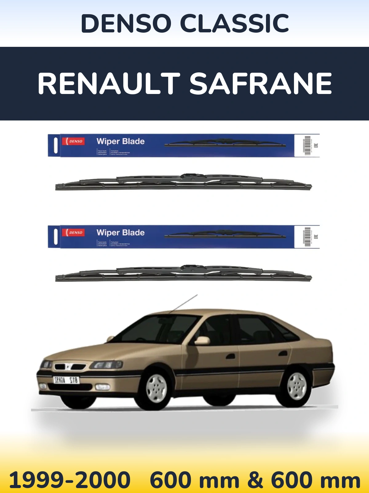 Комплект передніх щіток Denso Classic 600 & 600 мм для Renault Safrane 1999-2000