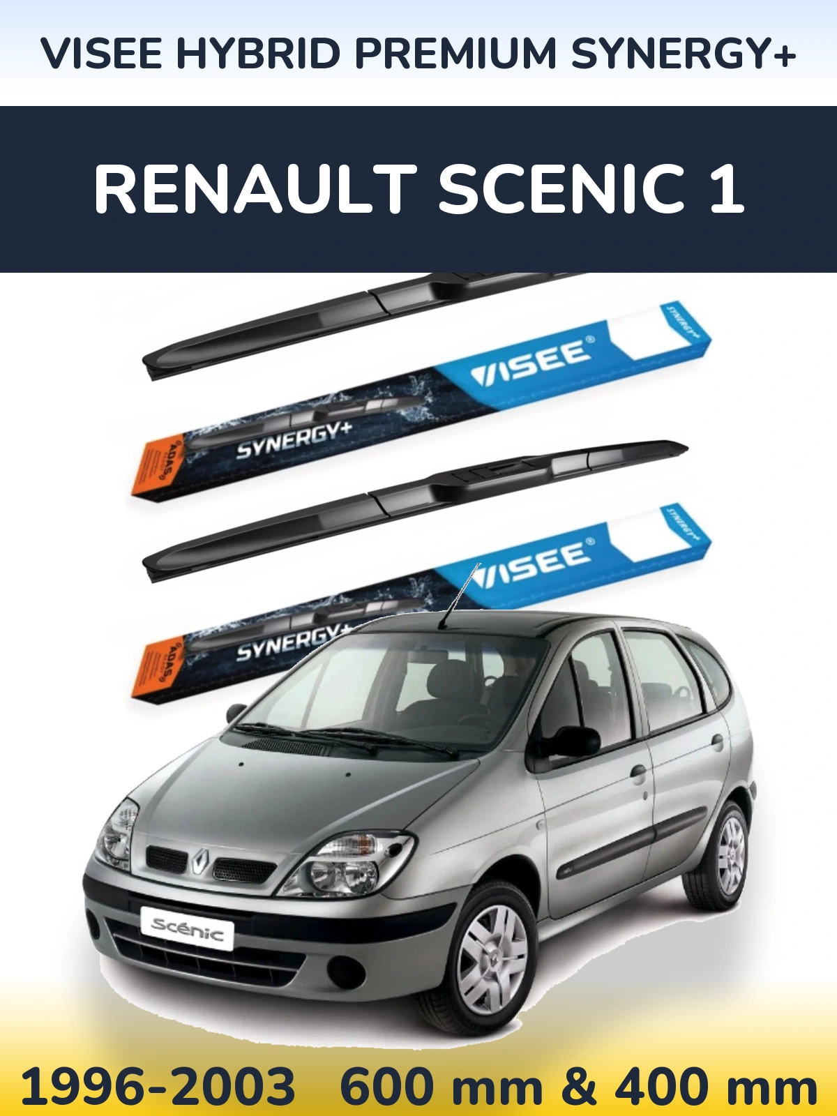 Комплект передних дворников VISEE HYBRID PREMIUM SYNERGY+ 600 & 400 мм для Renault Scenic 1 1996-2003