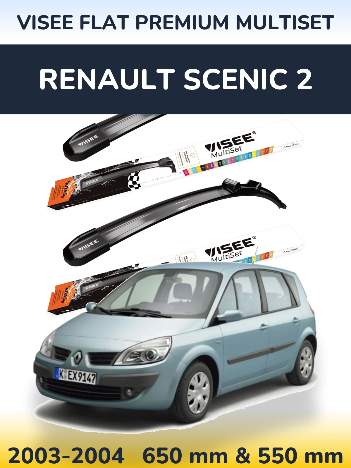 Torkarblad VISEE FLAT PREMIUM MultiSet för Renault Scenic 2