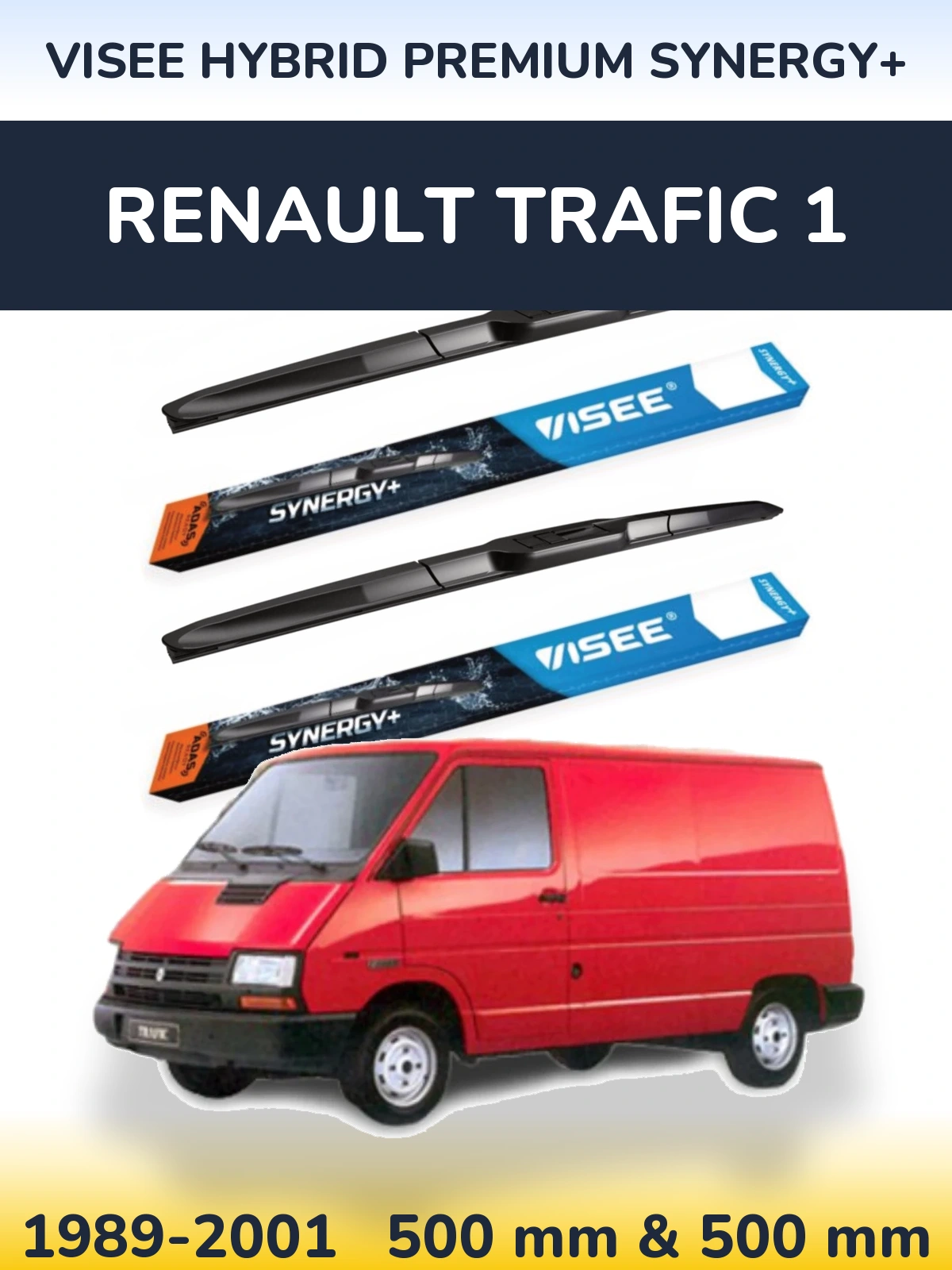 Комплект передніх щіток VISEE HYBRID PREMIUM SYNERGY+ 500 & 500 мм для Renault Trafic 1 1989-2001