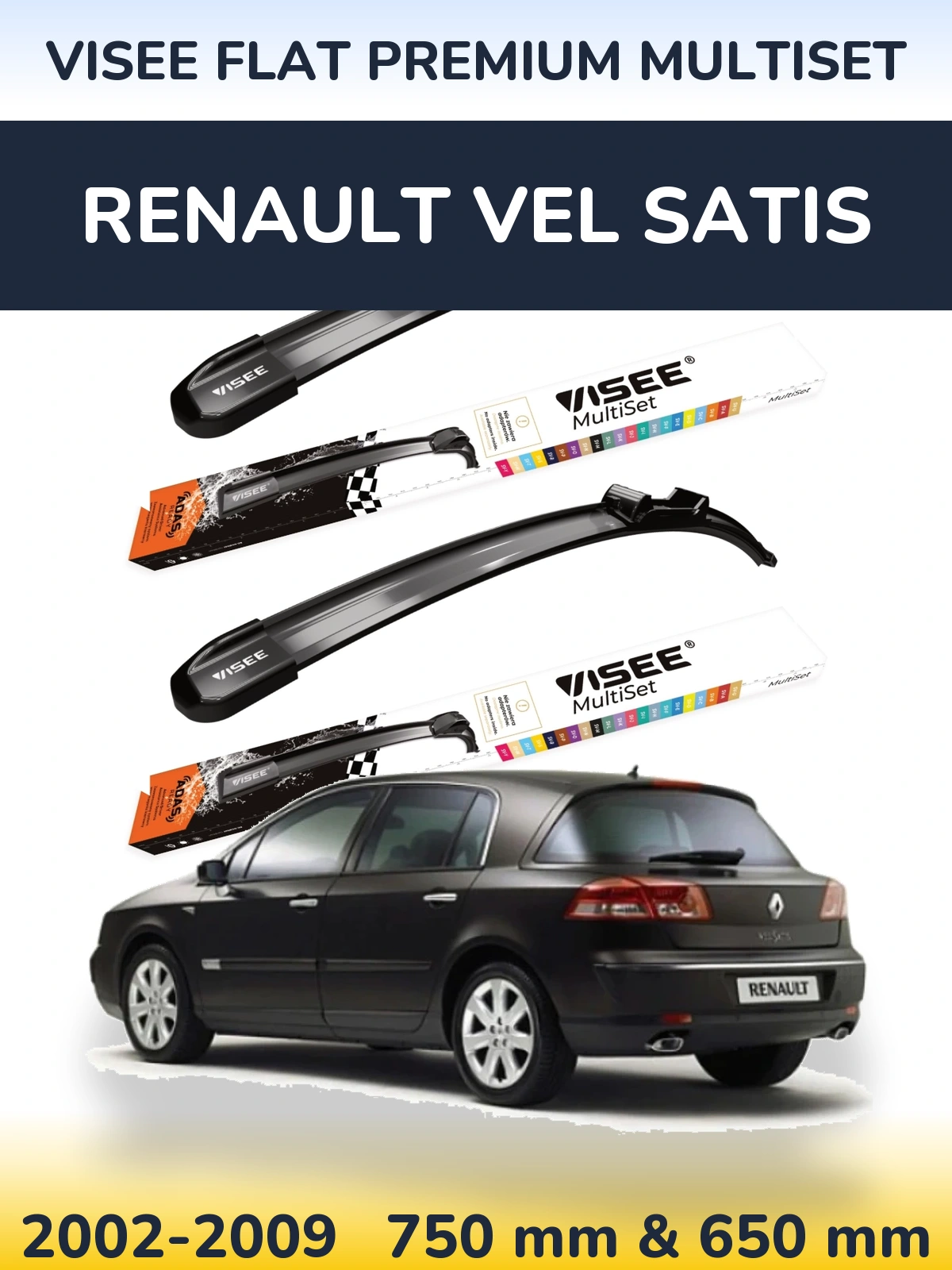 Torkarblad VISEE FLAT PREMIUM MultiSet för Renault Vel Satis