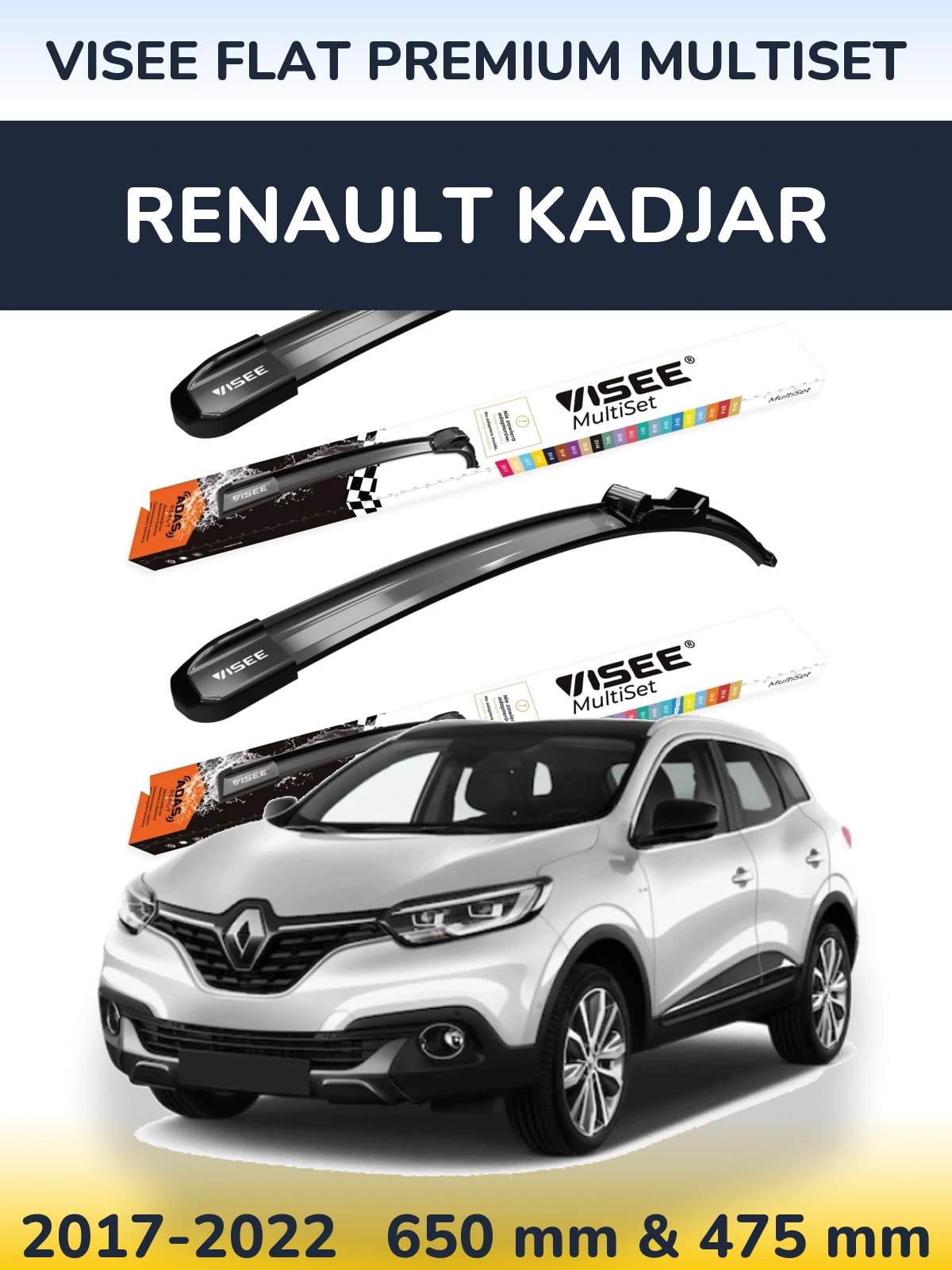 Torkarblad VISEE FLAT PREMIUM MultiSet för Renault Kadjar