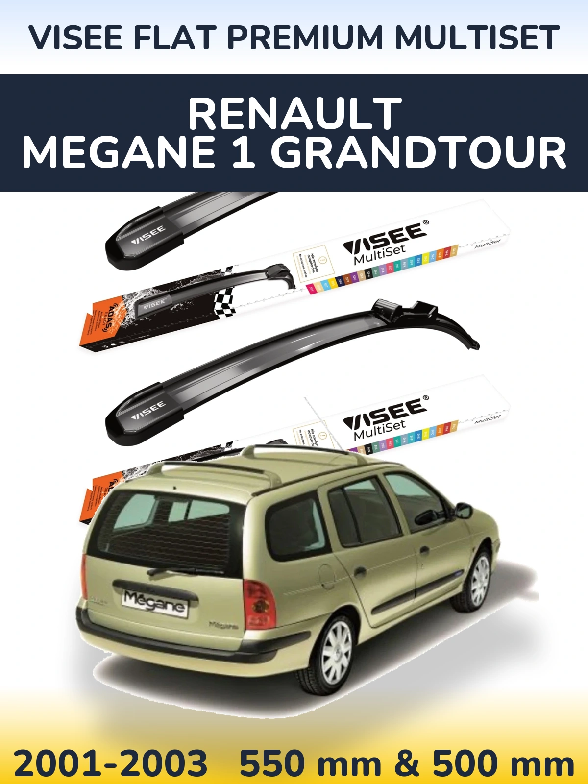 Torkarblad VISEE FLAT PREMIUM MultiSet för Renault Megane 1 Grandtour