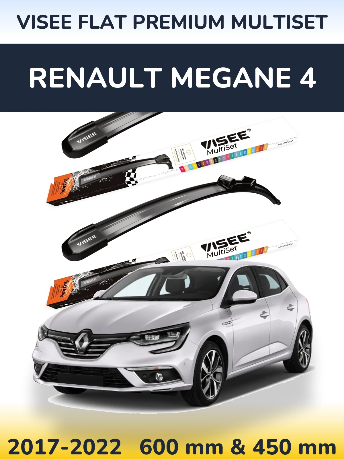 Torkarblad VISEE FLAT PREMIUM MultiSet för Renault Megane 4