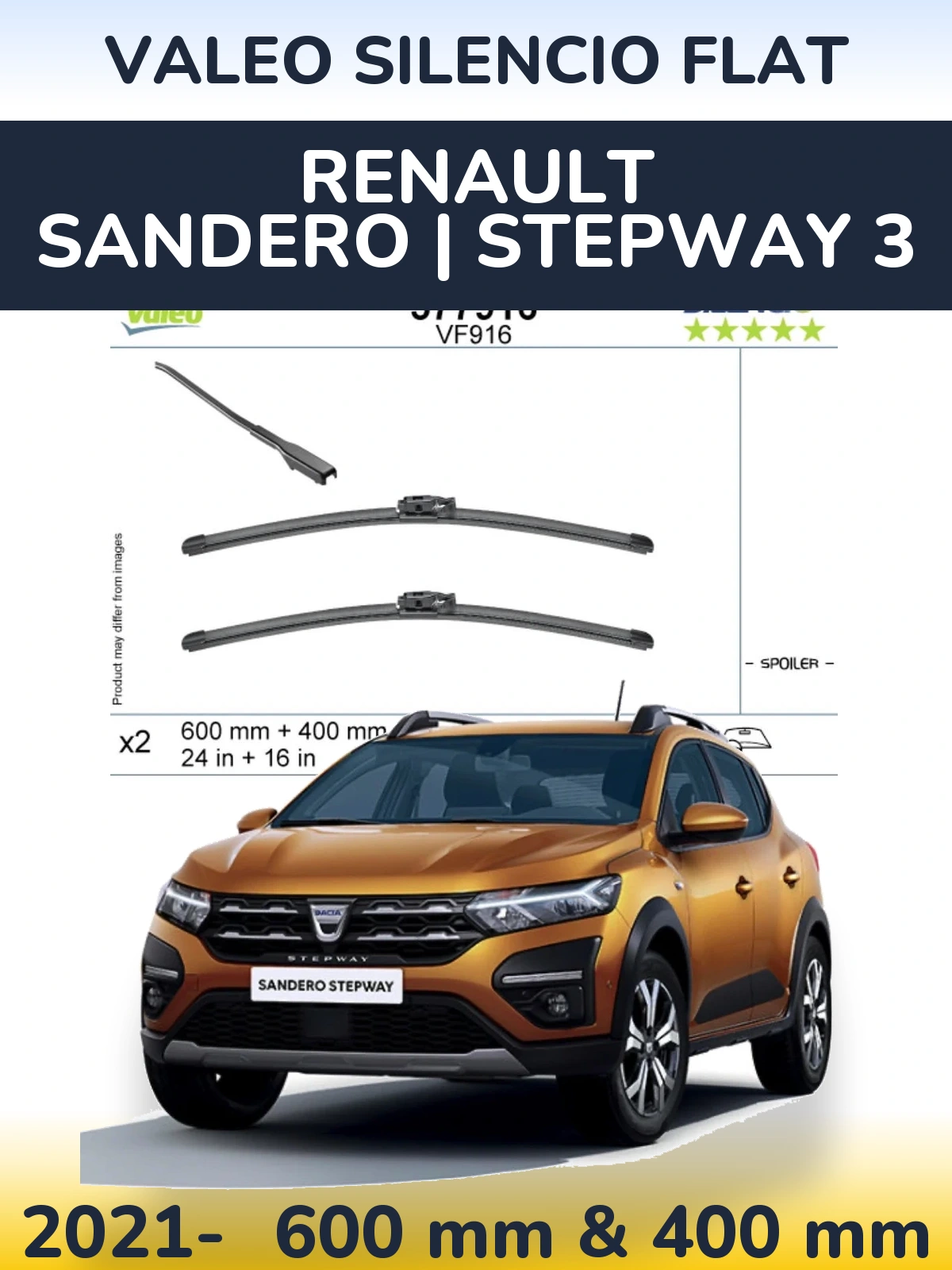 Torkarblad Valeo Silencio Flat för Renault Sandero | Stepway 3