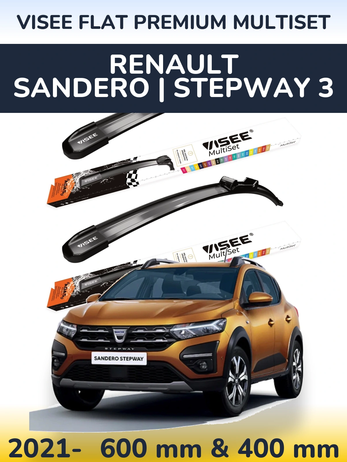 Torkarblad VISEE FLAT PREMIUM MultiSet för Renault Sandero | Stepway 3