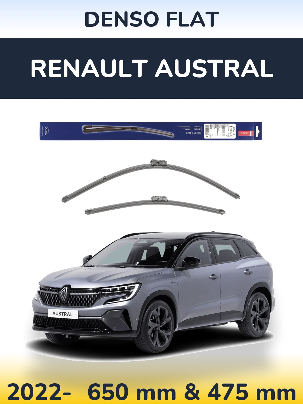 Комплект передних дворников Denso Flat 650 & 475 мм для Renault Austral 2022-2026