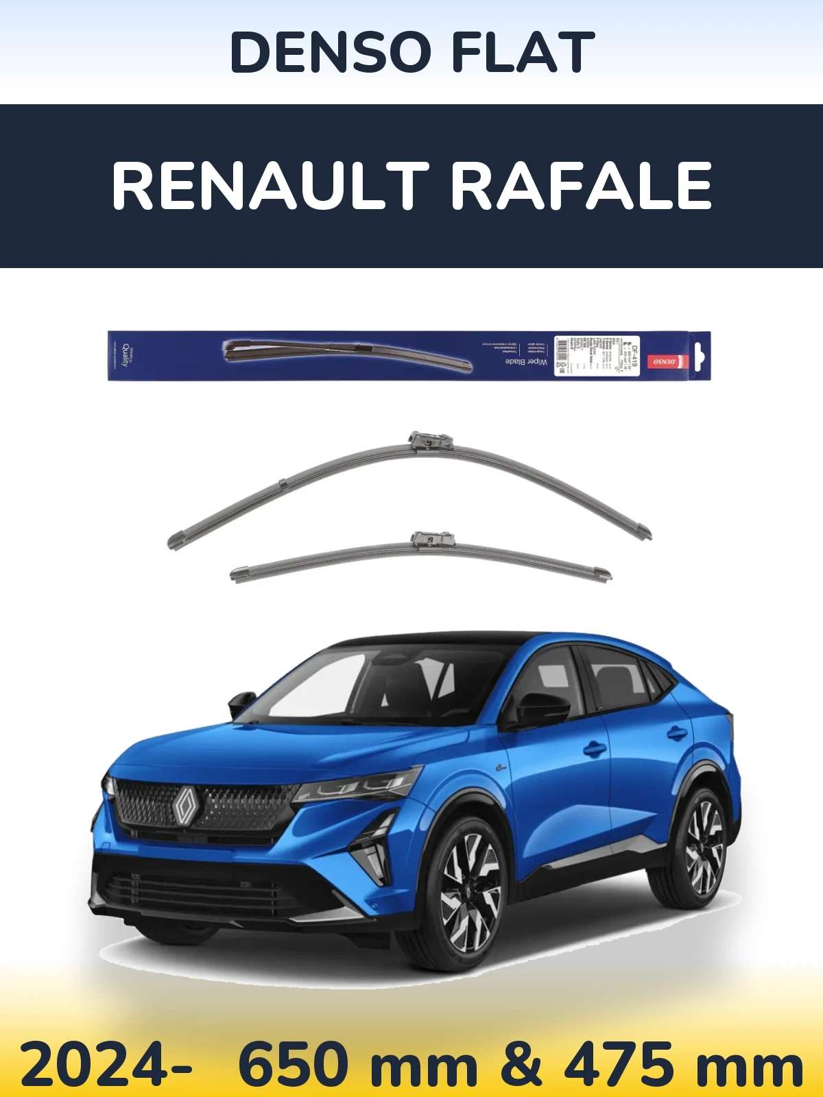 Front wiper blade set Denso Flat 650 & 475 mm for Renault Rafale 2024-2026