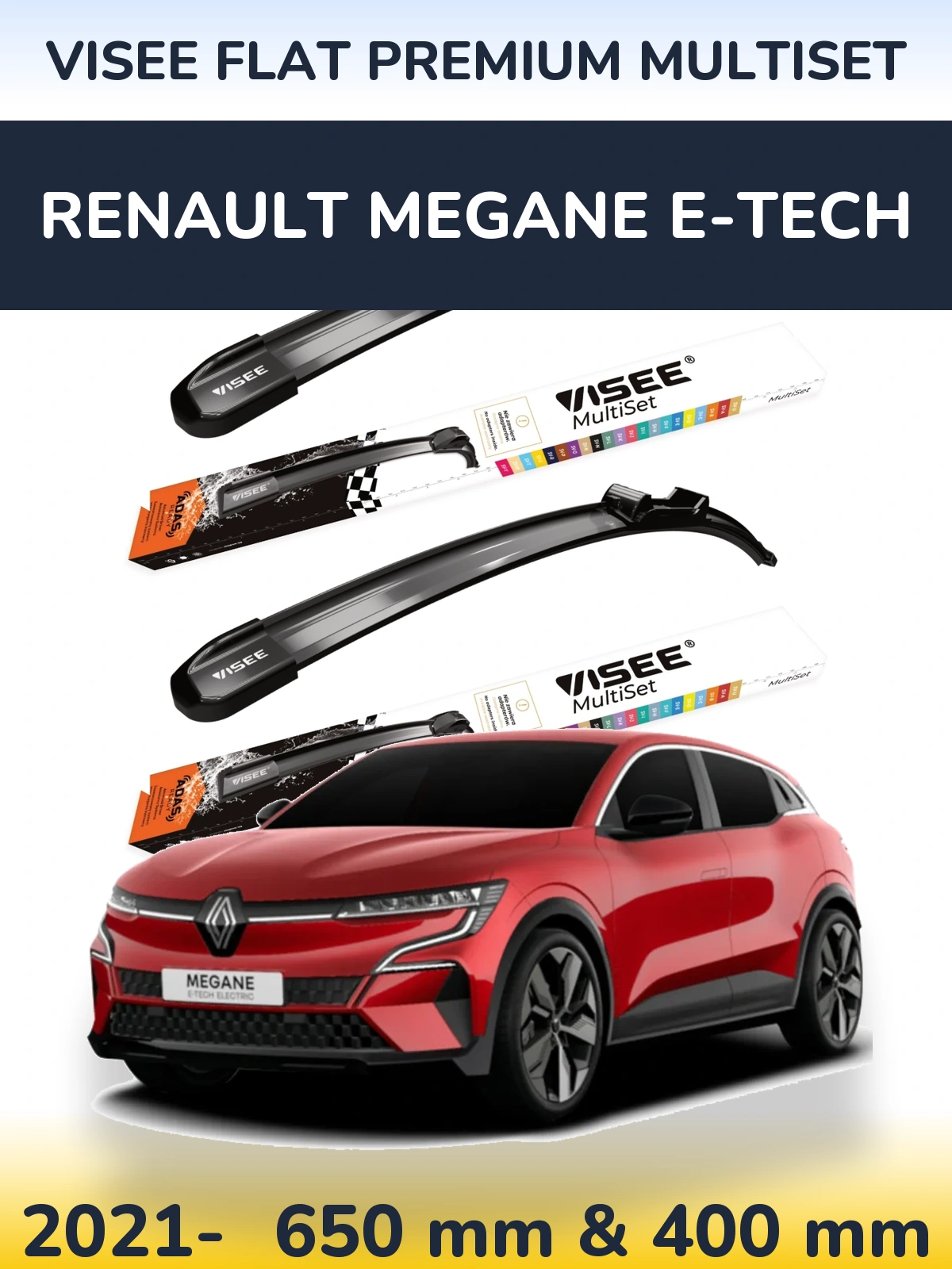 Torkarblad VISEE FLAT PREMIUM MultiSet för Renault Megane E-Tech