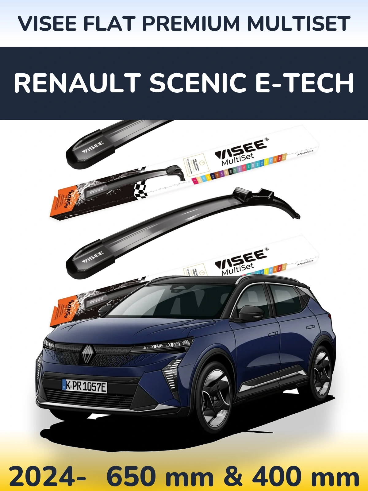 Torkarblad VISEE FLAT PREMIUM MultiSet för Renault Scenic E-Tech