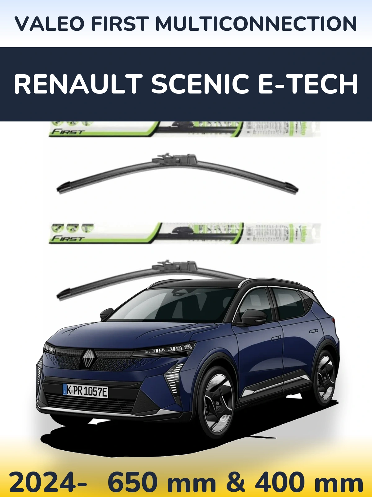 Комплект передних дворников Valeo First MultiConnection 650 & 400 мм для Renault Scenic E-Tech 2024-2026