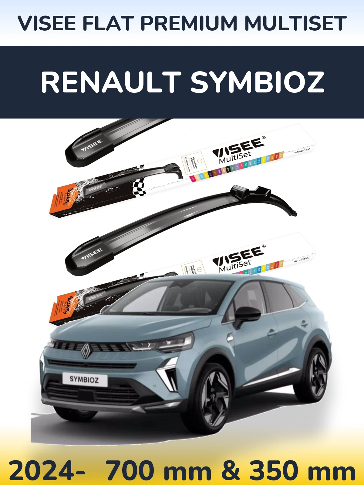 Torkarblad VISEE FLAT PREMIUM MultiSet för Renault Symbioz