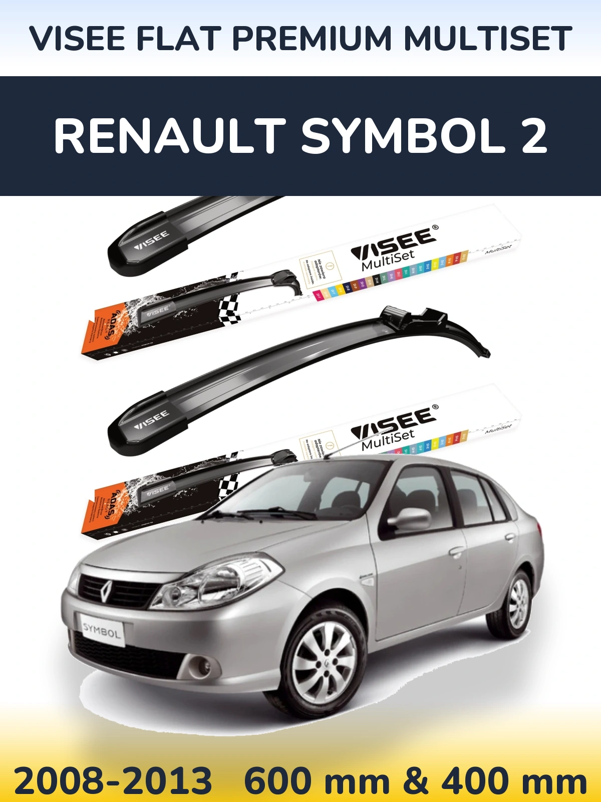 Torkarblad VISEE FLAT PREMIUM MultiSet för Renault Symbol 2