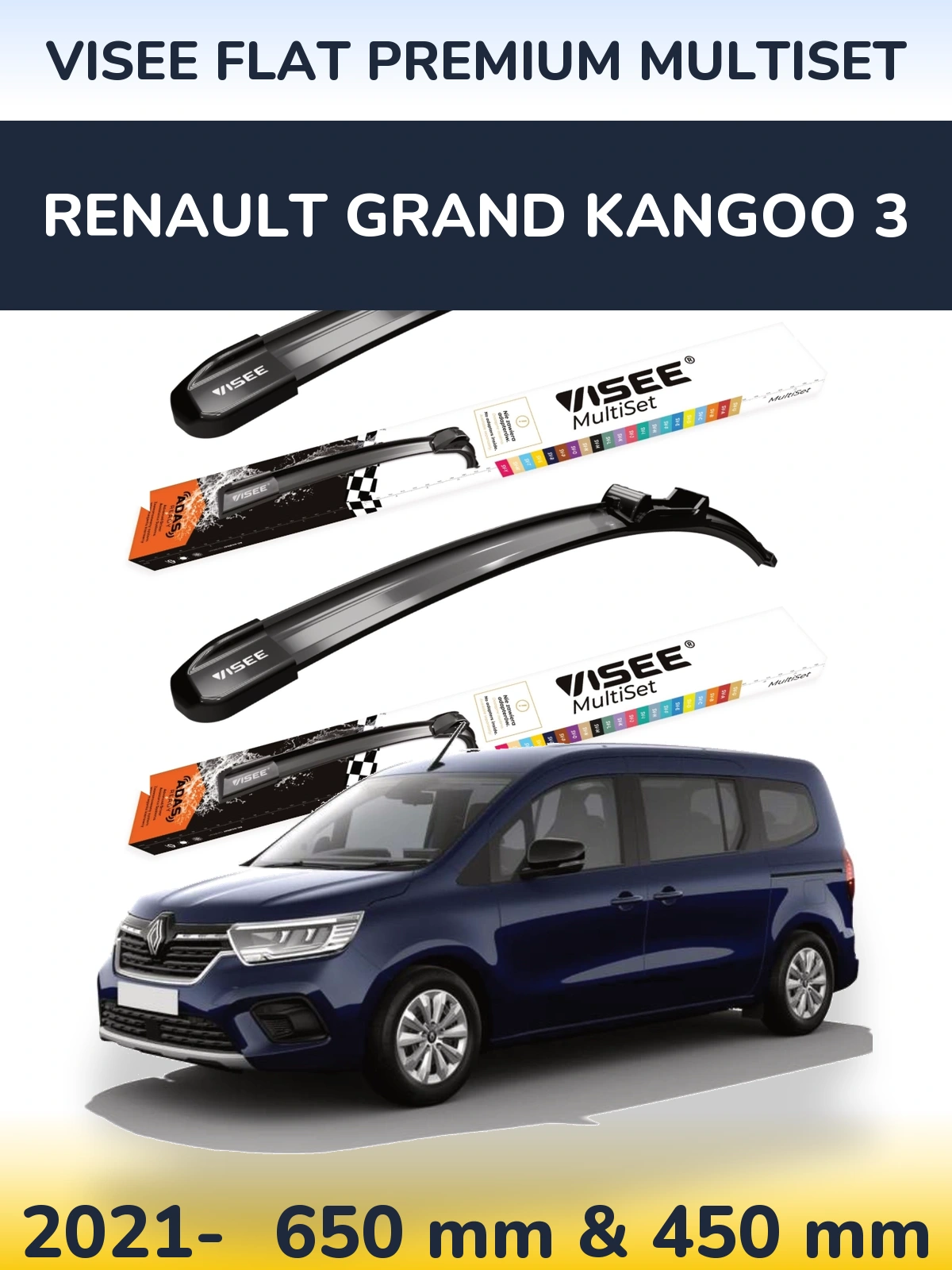 Torkarblad VISEE FLAT PREMIUM MultiSet för Renault Grand Kangoo 3