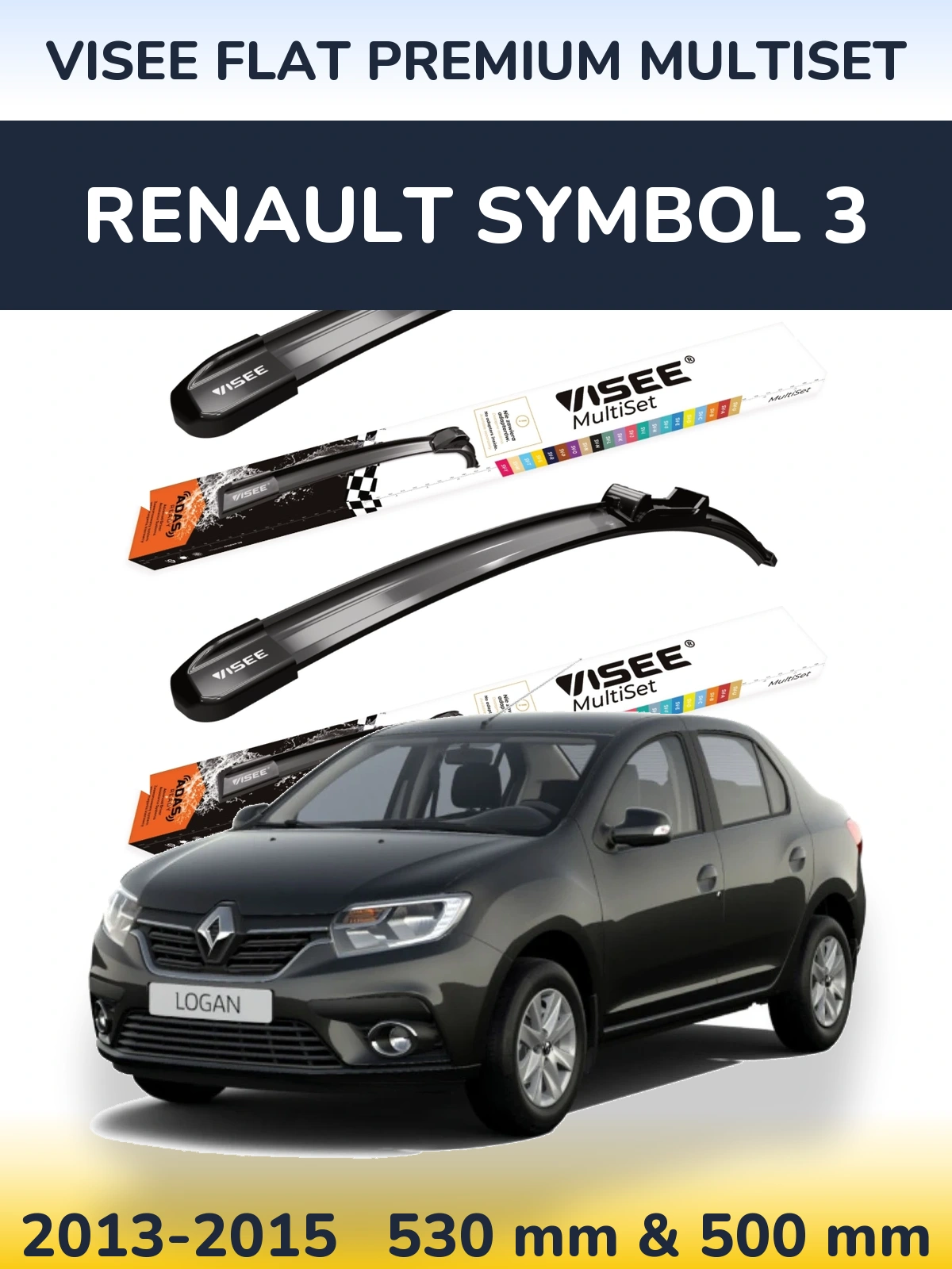 Torkarblad VISEE FLAT PREMIUM MultiSet för Renault Symbol 3