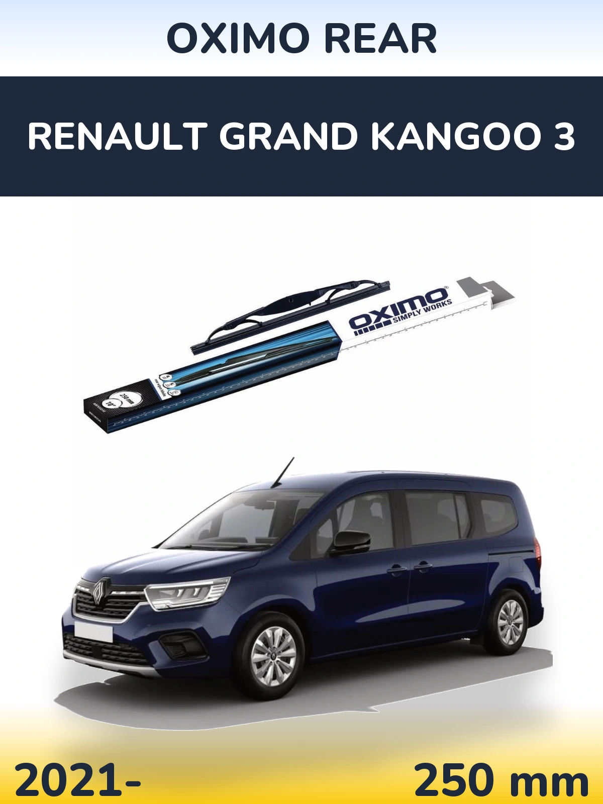 Задний дворник Oximo Rear 250 мм для Renault Grand Kangoo 3 2021-2026